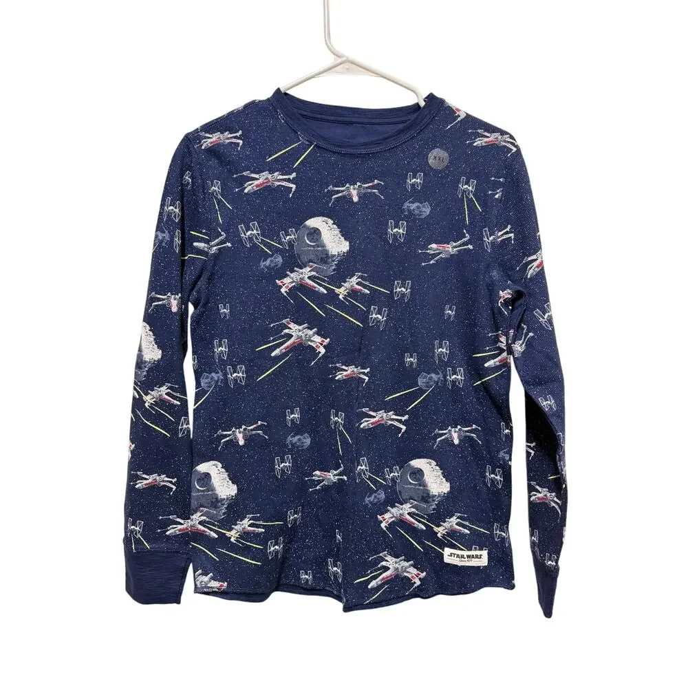 Gap Star Wars Youth XXL Thermal Henley Navy blue NWT